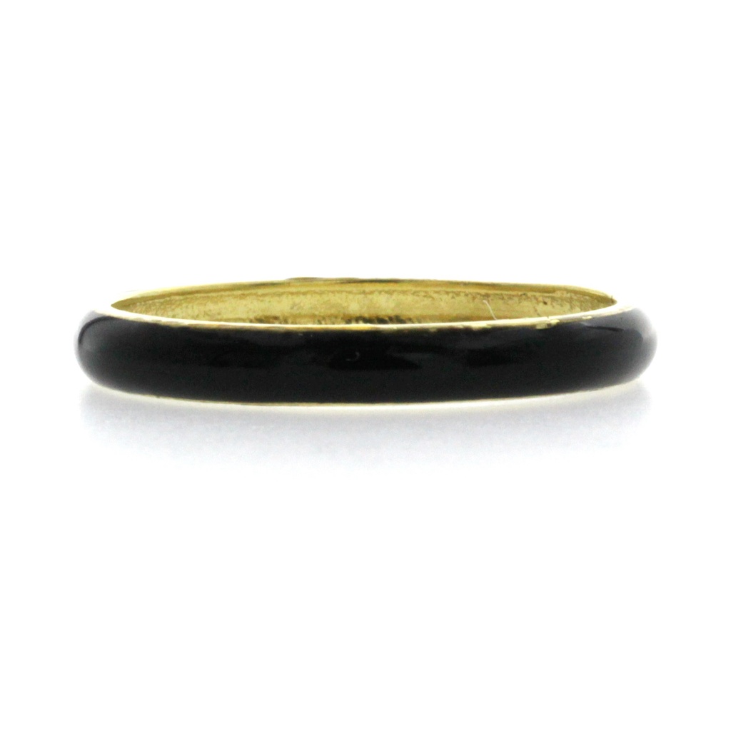 Fancy Black Enamel 14k Yellow Gold 3 Mm Band Ring